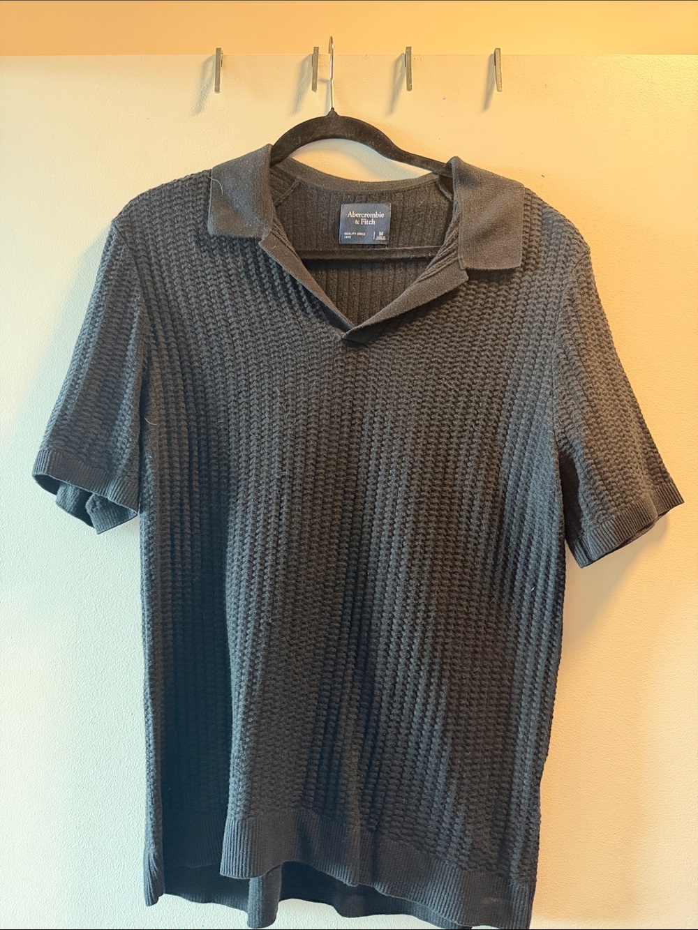 Abercrombie & Fitch Men's Short-Sleeve Knit Polo - Charcoal Gray